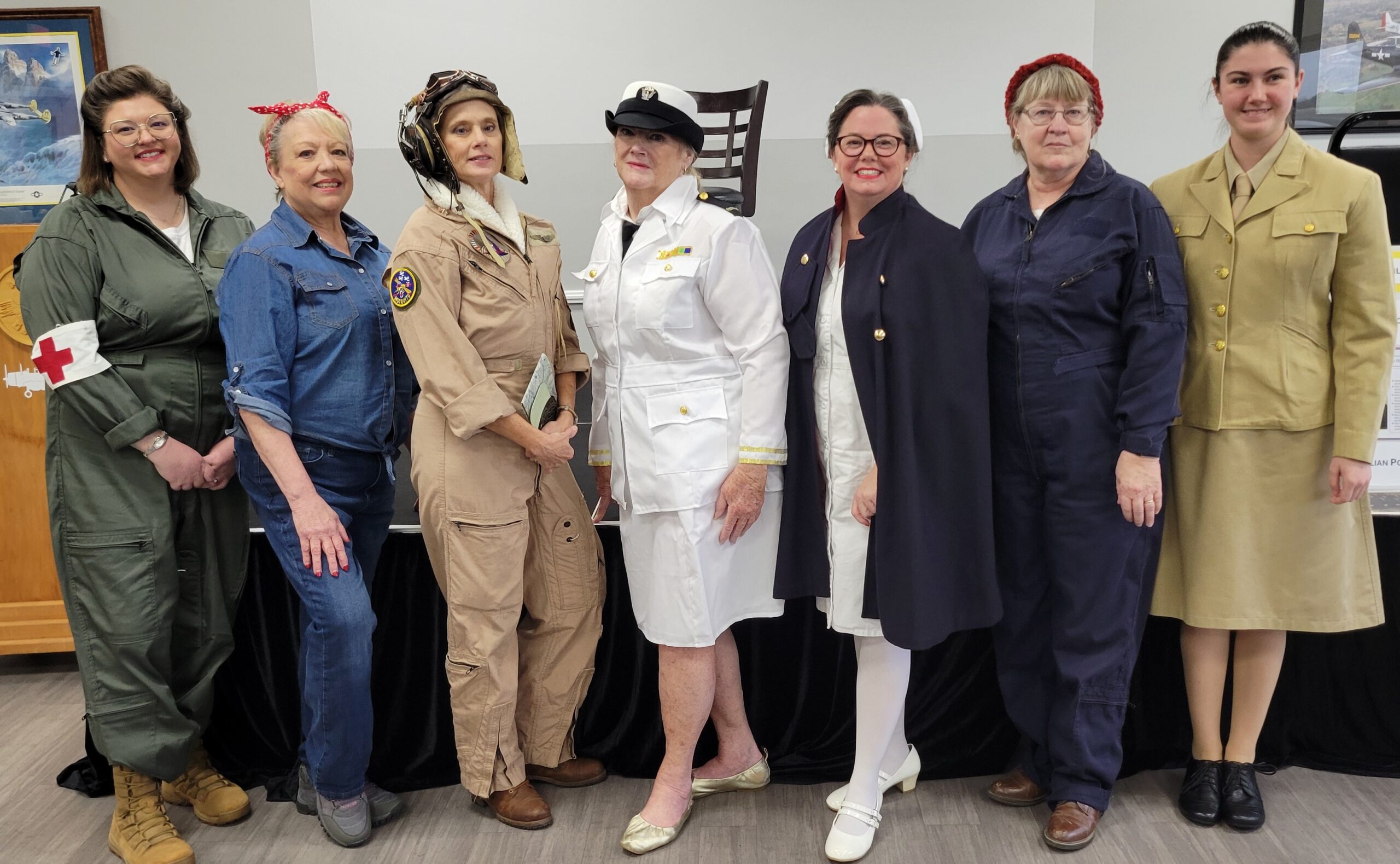 Image of women wearing world war II-era uniforms